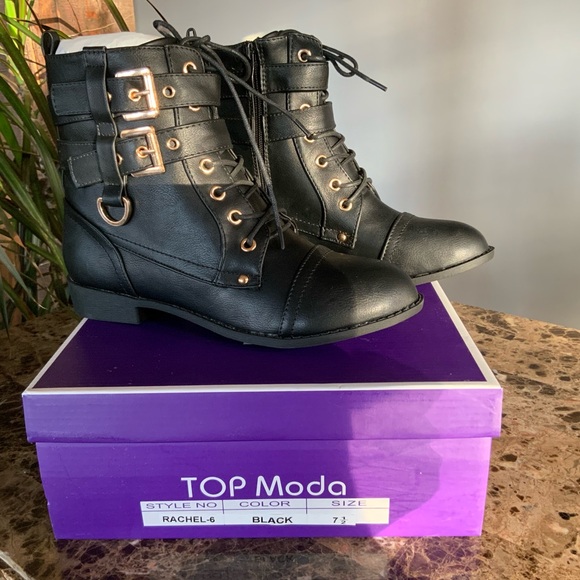 Top Moda Rachel combat style boots - Picture 5 of 6